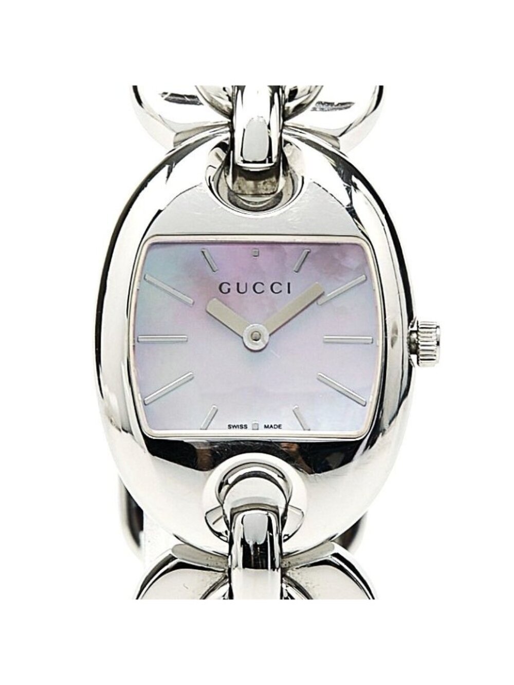 Gucci Watch 121.5 Pink Shell Silver Stainless Steel - Picture 1 of 9